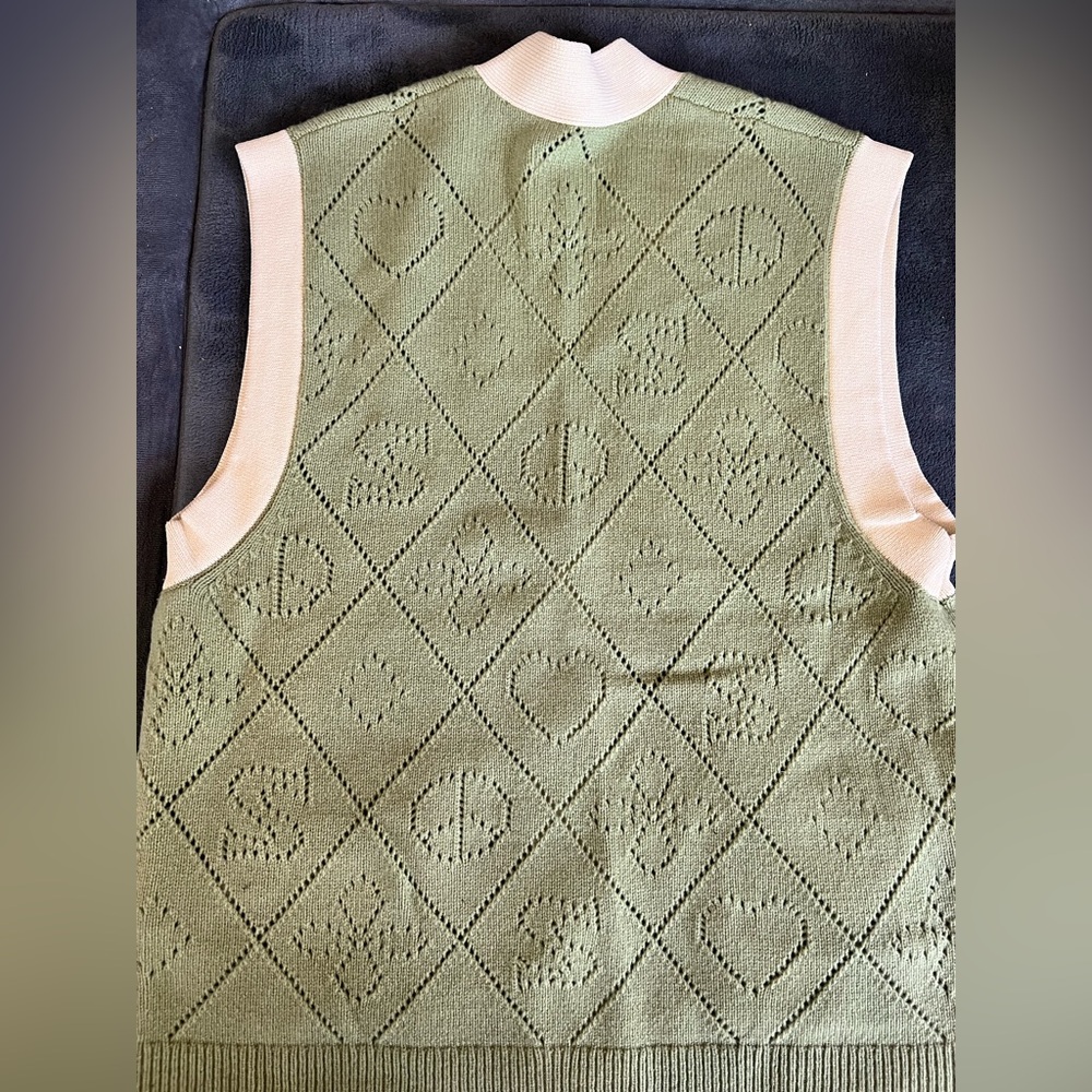 Sandro Olive Knit Vest with Ivory Accents - Picture 3 of 3